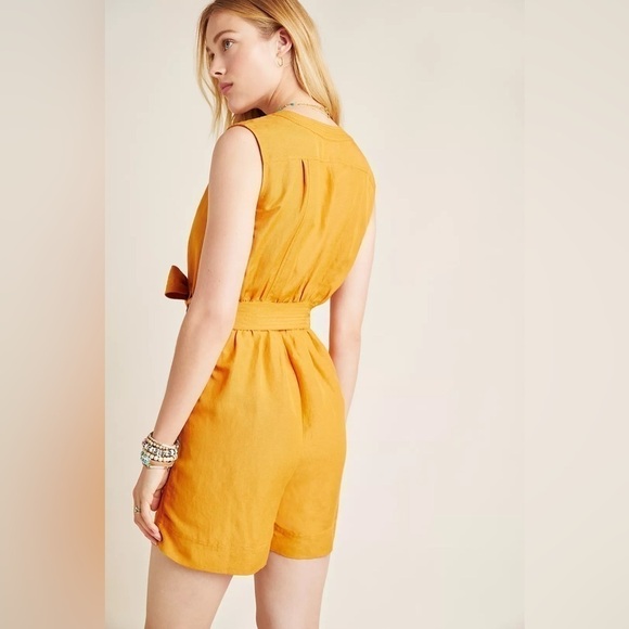 Anthropologie Maeve Linen Luana Utility Romper - Picture 2 of 11